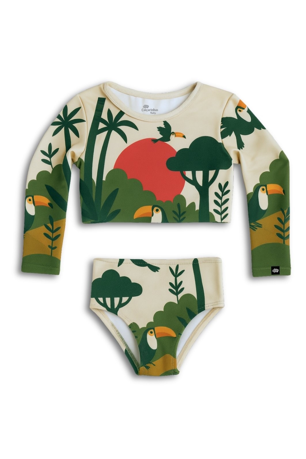 Cropped Manga Longa e Calcinha Alta Proteção UV50+ Off White Selva Cropped Manga Longa e Calcinha Alta Proteção UV50+ Off White Selva