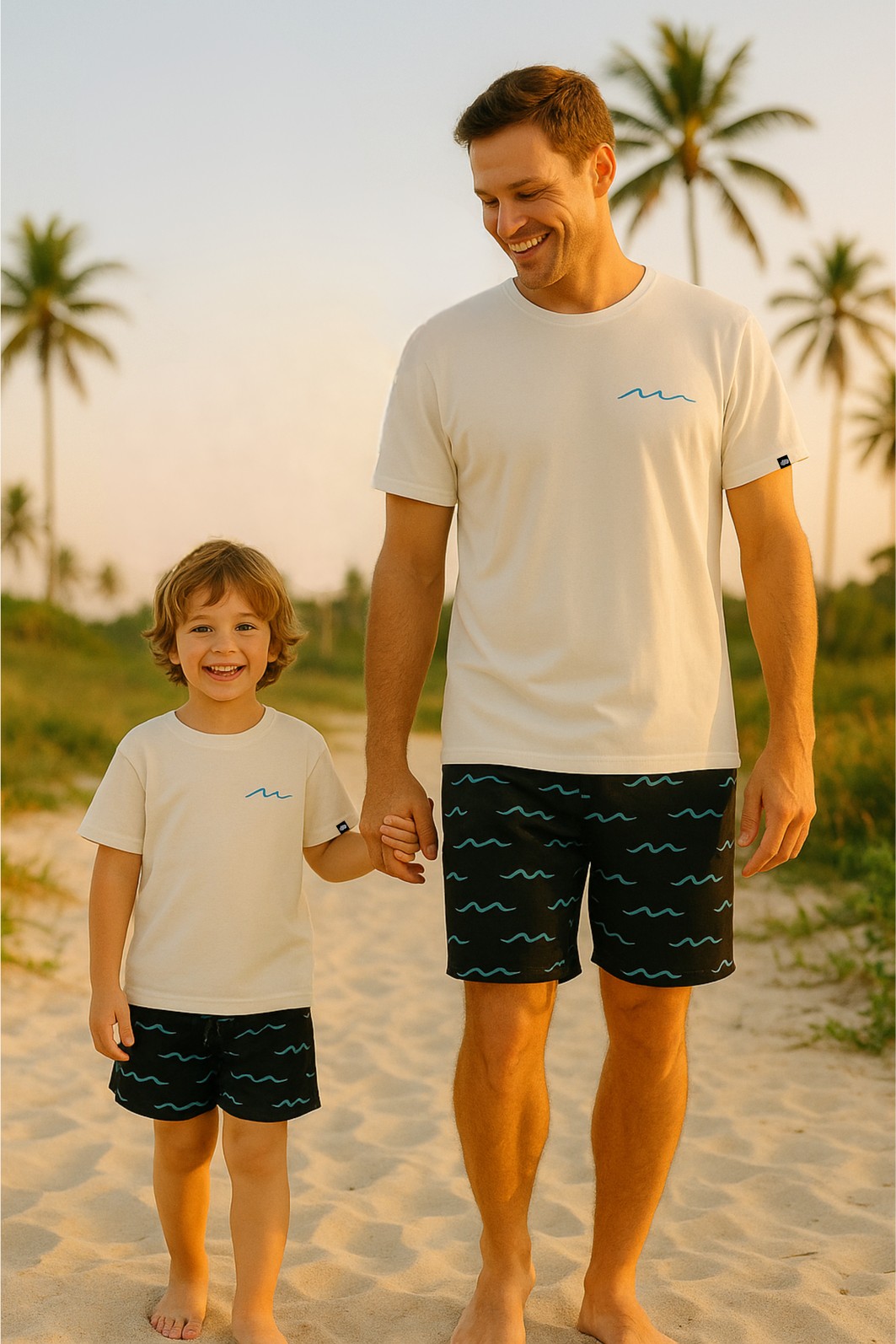 Short Tactel Infantil com Bolso e ajuste Preto Ondinhas