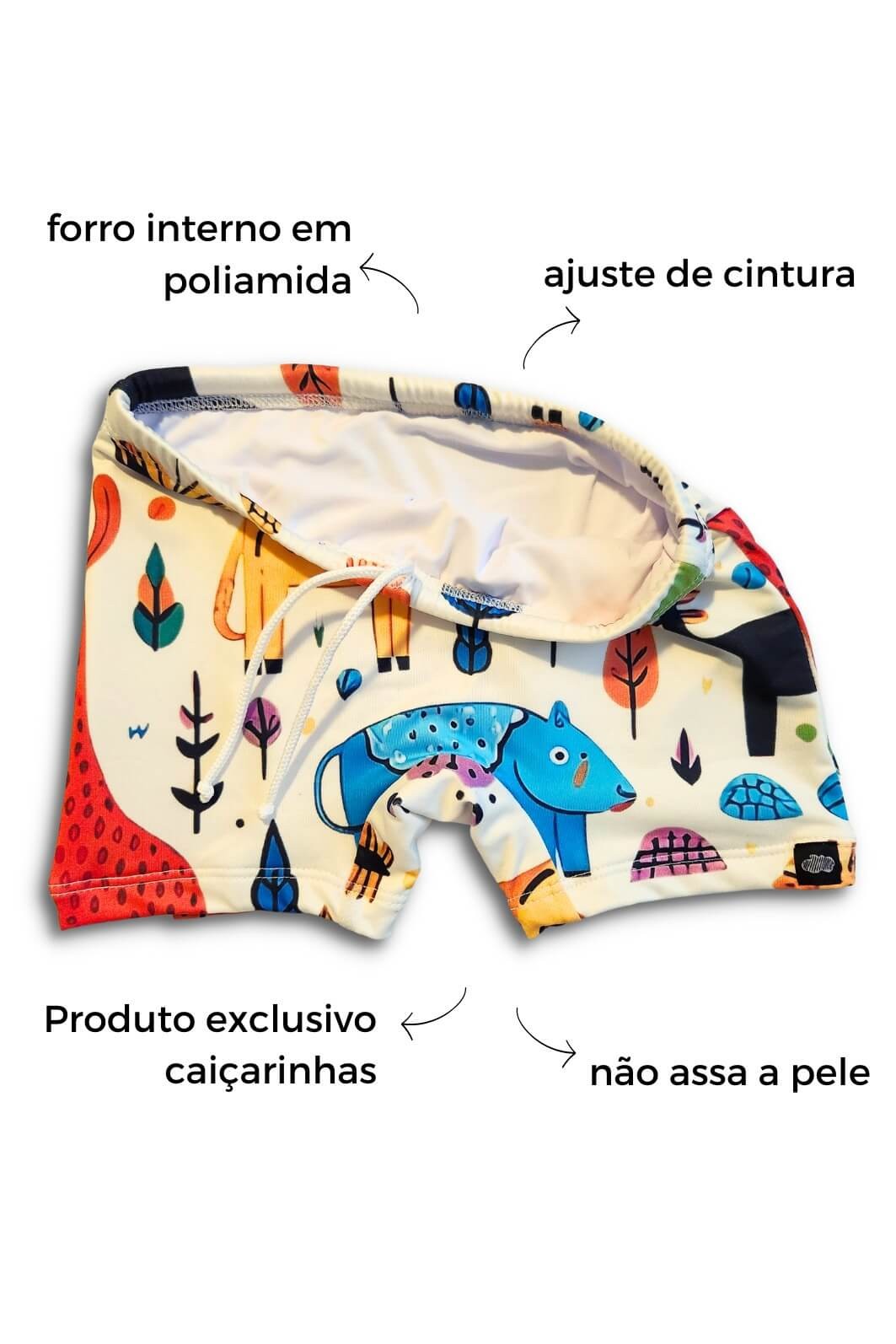 Sunga UV Praia Piscina UV 50+ Menino Confortável Off White Animais Sunga UV Praia Piscina UV 50+ Menino Confortável Off White Animais