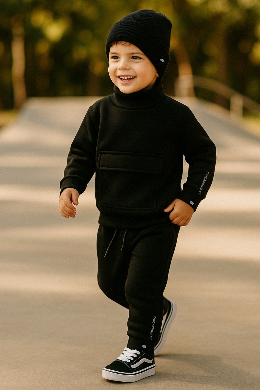 Kit Completo Preto Casaco + Calça + Touca em Moletom quentinho e confortável Kit Completo Preto Casaco + Calça + Touca em Moletom quentinho e confortável