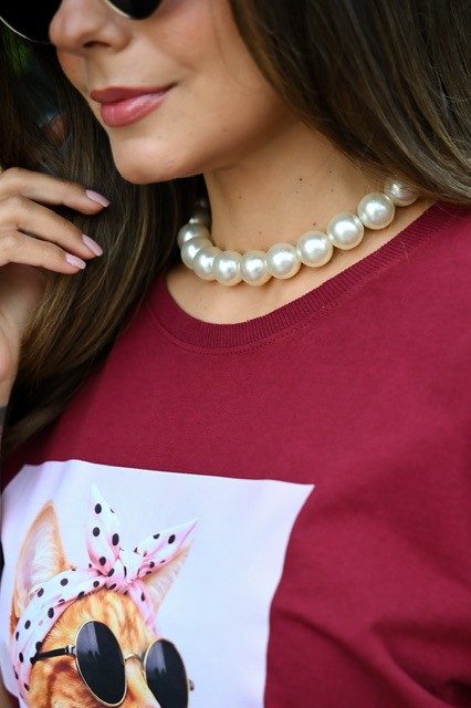 T-SHIRT ESTONADA OVERSIZED STILE - MARSALA