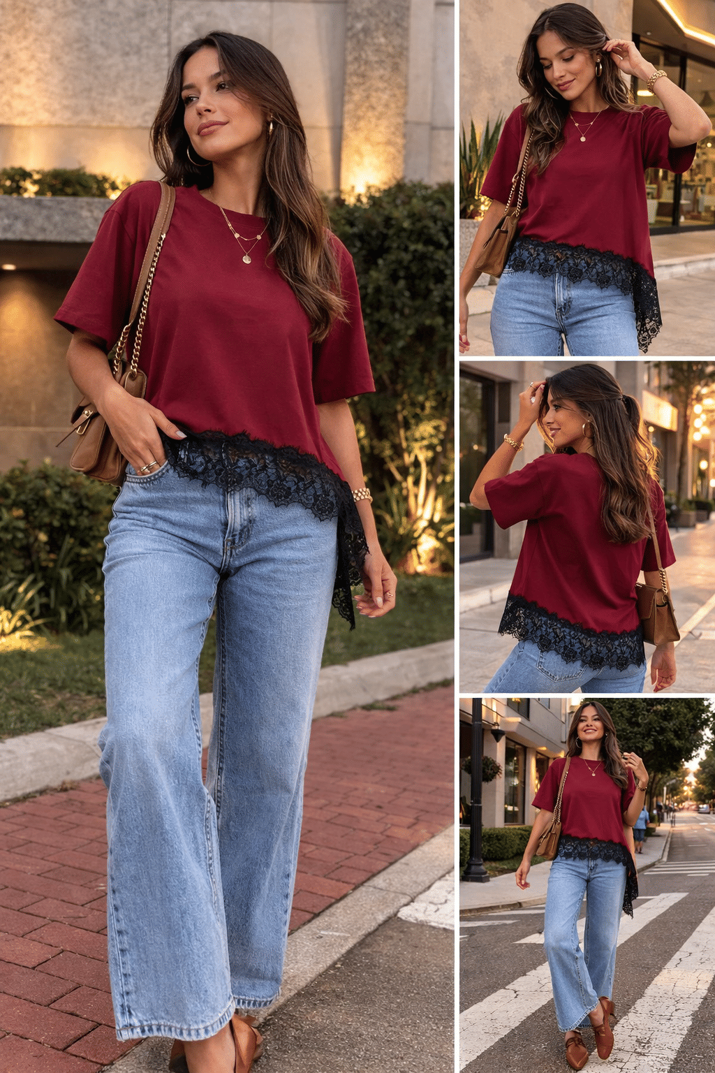 T-SHIRT OVERSIZED RENDA - MARSALA