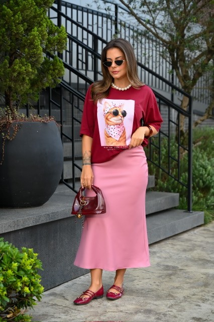 T-SHIRT ESTONADA OVERSIZED STILE - MARSALA