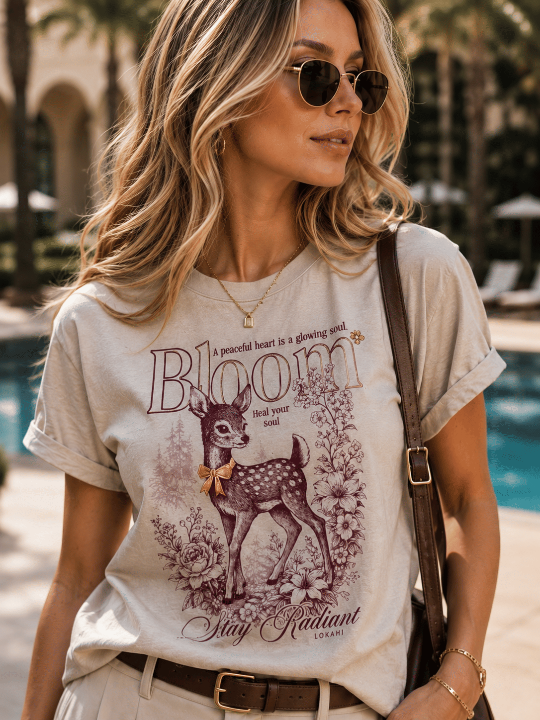 T-SHIRT ESTONADA BLOOM - NUDE PALHA T-SHIRT ESTONADA BLOOM - NUDE PALHA