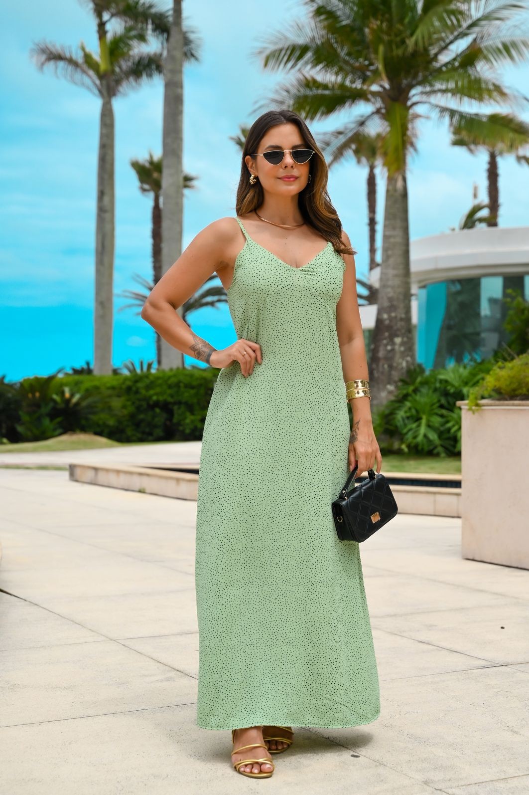 VESTIDO LONGO - POÁ VERDE VESTIDO LONGO - POÁ VERDE