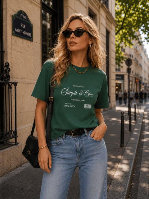 T-SHIRT ESTONADA SIMPLE -  VERDE FLORESTA