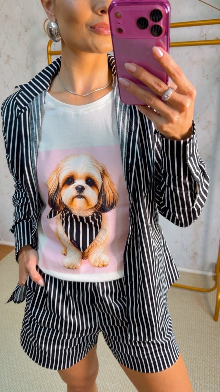 T-SHIRT PUPPY STRIPES - OFF WHITE T-SHIRT PUPPY STRIPES - OFF WHITE