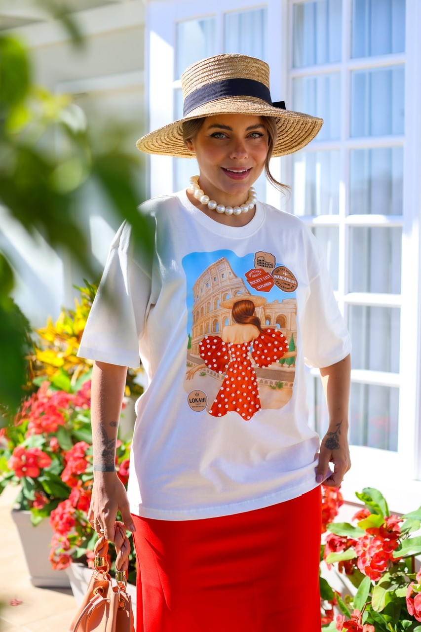 T-SHIRT OVERSIZED LOVE IN ROME - OFF WHITE T-SHIRT OVERSIZED LOVE IN ROME - OFF WHITE