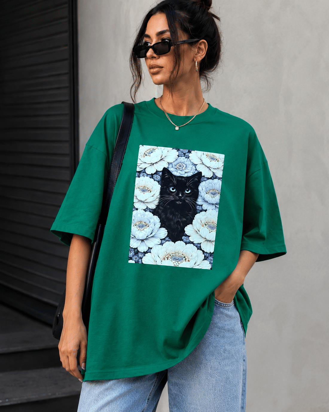 T-SHIRT OVERSIZED ESTONADA MIDNIGHT BLOOM - VERDE FLORESTA T-SHIRT OVERSIZED ESTONADA MIDNIGHT BLOOM - VERDE FLORESTA