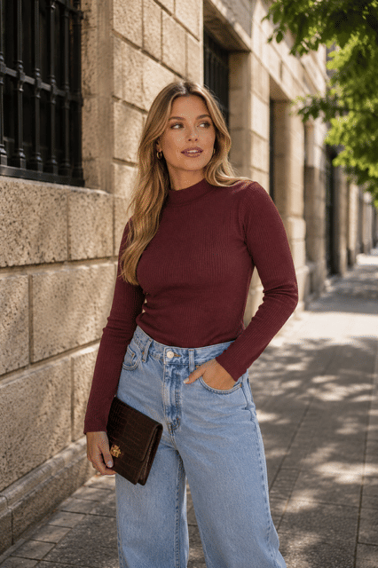 BLUSA CANELADA ML - VINHO BLUSA CANELADA ML - VINHO