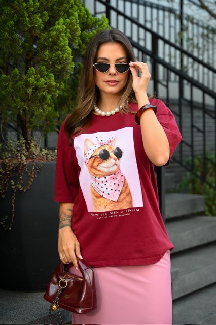 T-SHIRT ESTONADA OVERSIZED STILE - MARSALA