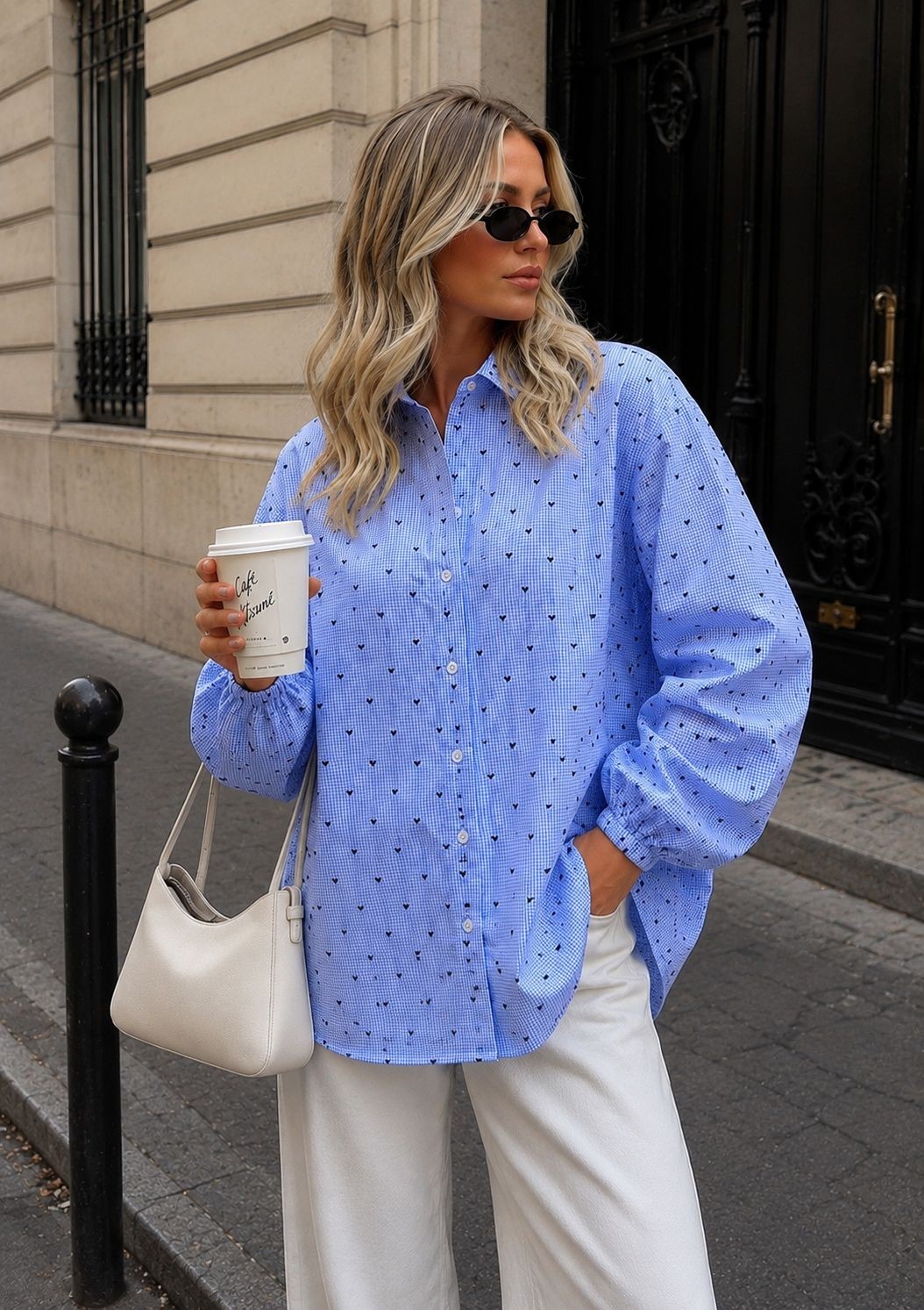 CAMISA OVERSIZED VICHY HEART - AZUL CAMISA OVERSIZED VICHY HEART - AZUL