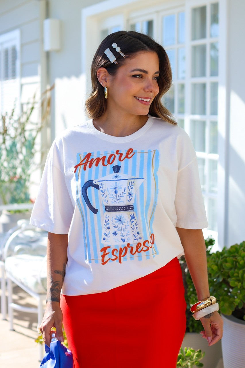 T-SHIRT OVERSIZED AMORE ESPRESSO - OFF WHITE