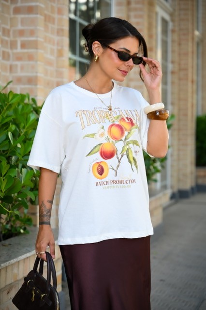 T-SHIRT  OVERSIZED PEACH - OFF WHITE