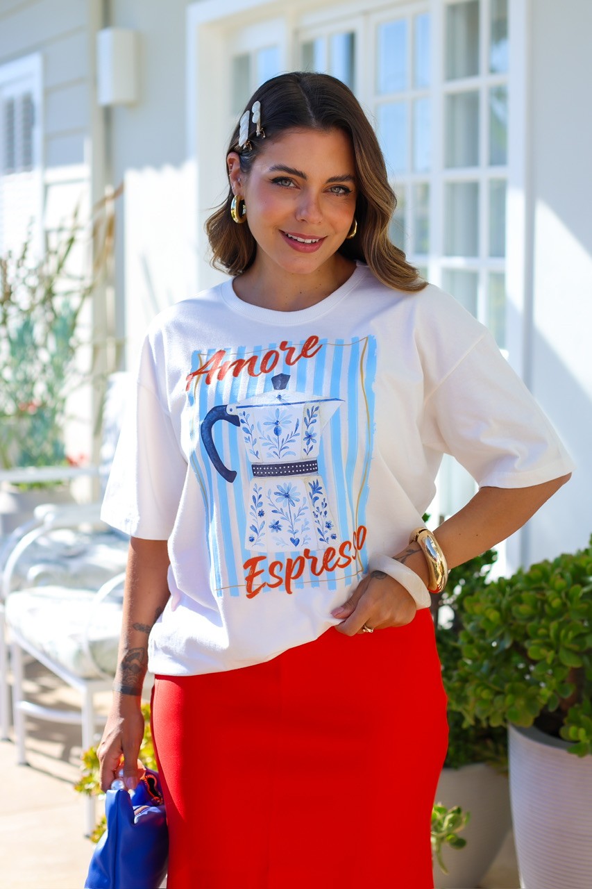 T-SHIRT OVERSIZED AMORE ESPRESSO - OFF WHITE