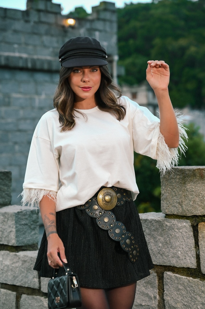 T-SHIRT OVERSIZED PLUMAS - OFF WHITE T-SHIRT OVERSIZED PLUMAS - OFF WHITE