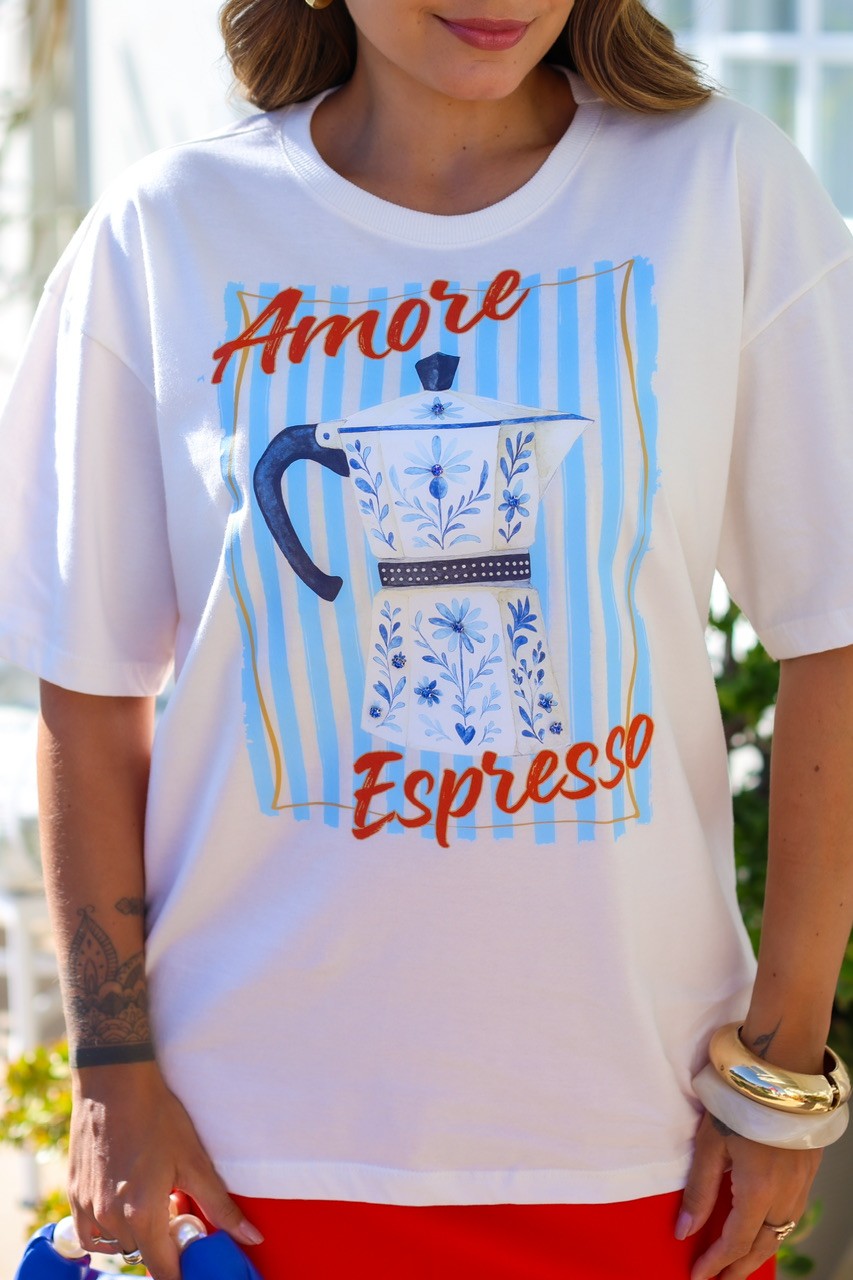 T-SHIRT OVERSIZED AMORE ESPRESSO - OFF WHITE