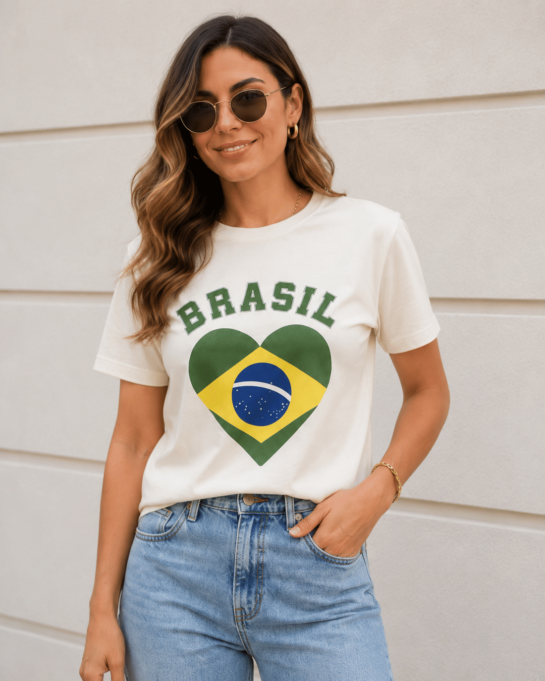 T-SHIRT CORAÇÃO BRASIL - OFF WHITE T-SHIRT CORAÇÃO BRASIL - OFF WHITE