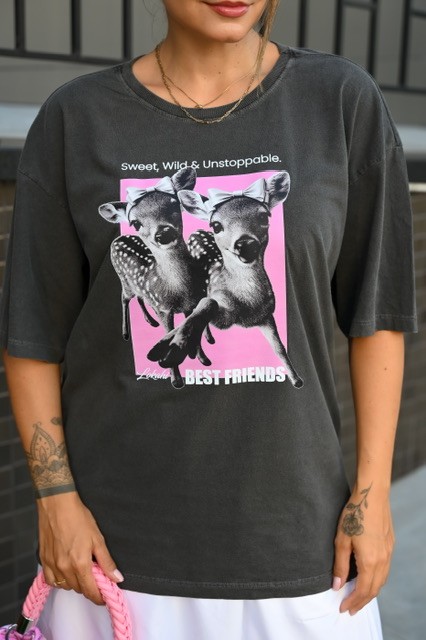 T-SHIRT ESTONADA  OVERSIZED BEST FRIENDS - CHUMBO