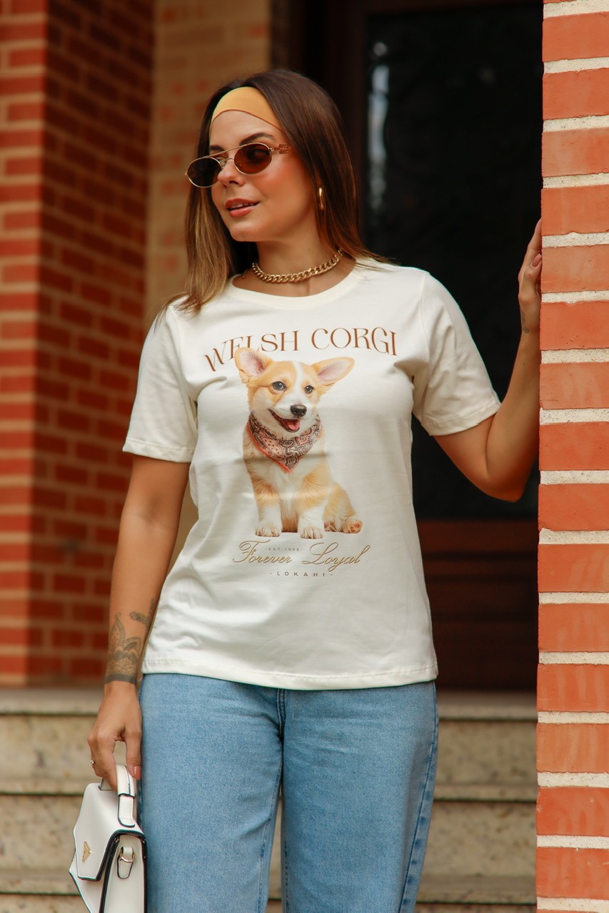T-SHIRT WELSH CORGI - OFF WHITE T-SHIRT WELSH CORGI - OFF WHITE