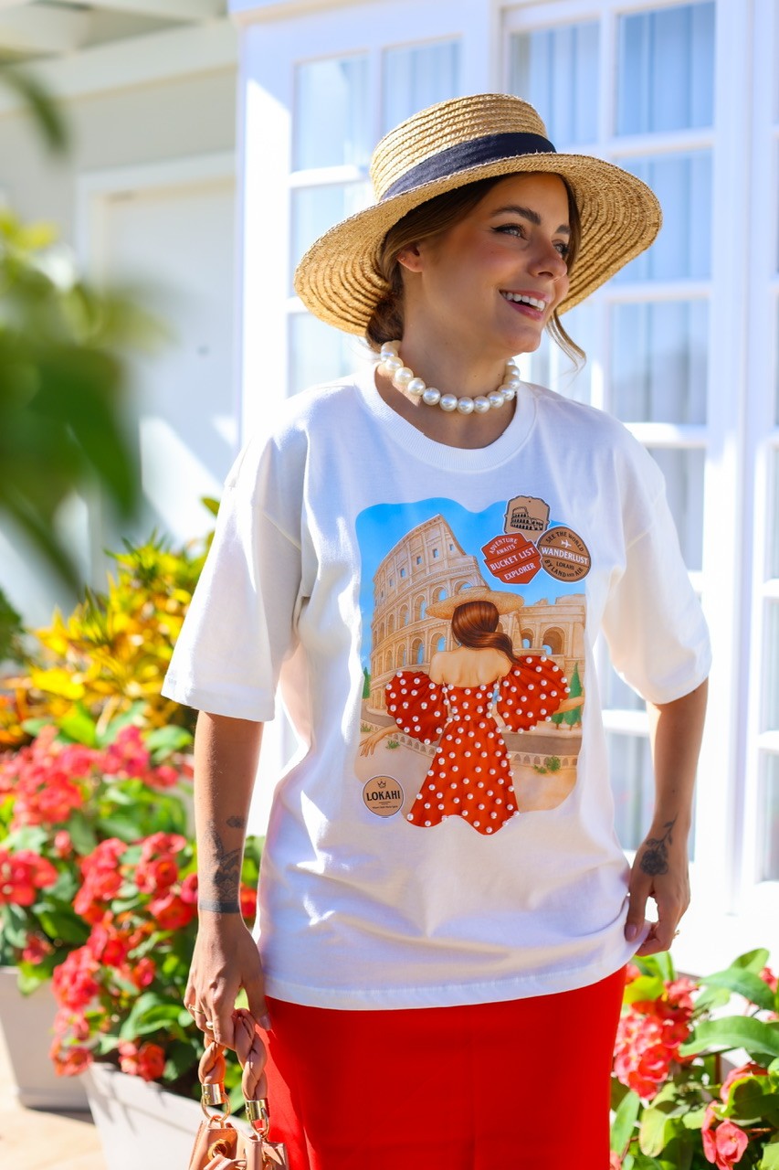 T-SHIRT OVERSIZED LOVE IN ROME - OFF WHITE T-SHIRT OVERSIZED LOVE IN ROME - OFF WHITE