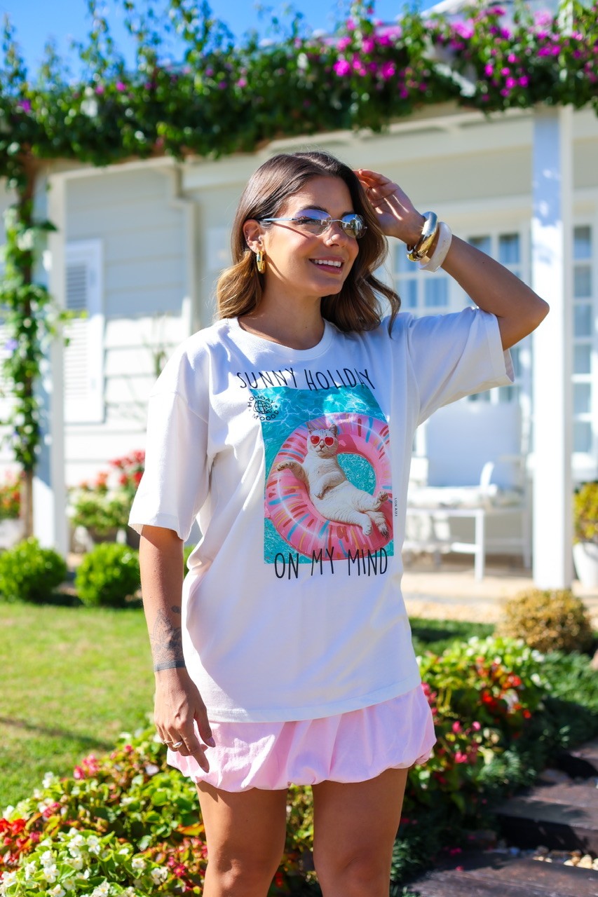 T-SHIRT OVERSIZED SUNNY HOLIDAY - OFF WHITE