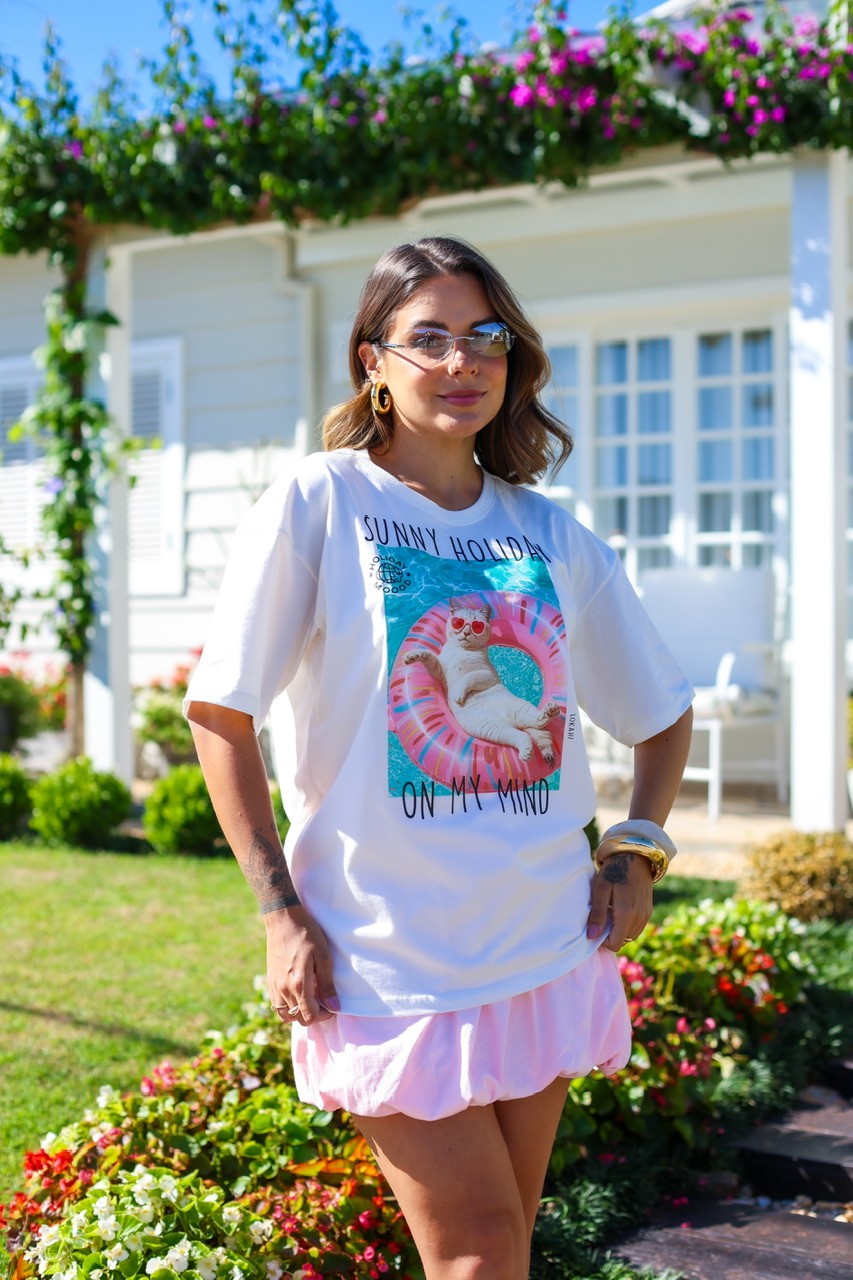 T-SHIRT OVERSIZED SUNNY HOLIDAY - OFF WHITE