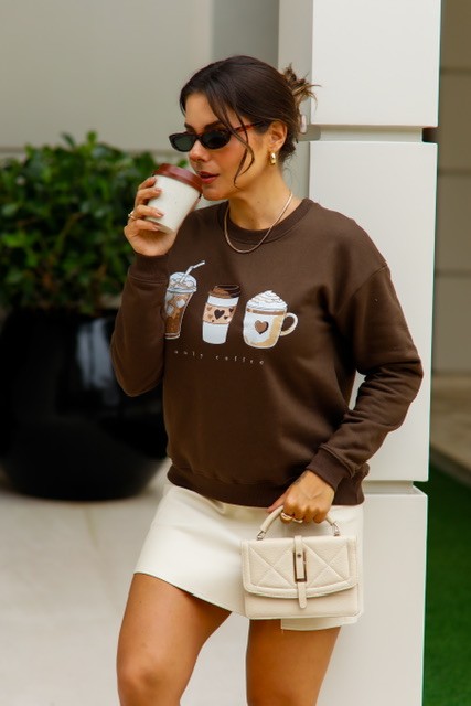 BLUSÃO MOLETOM ONLY COFFEE - MARROM BLUSÃO MOLETOM ONLY COFFEE - MARROM