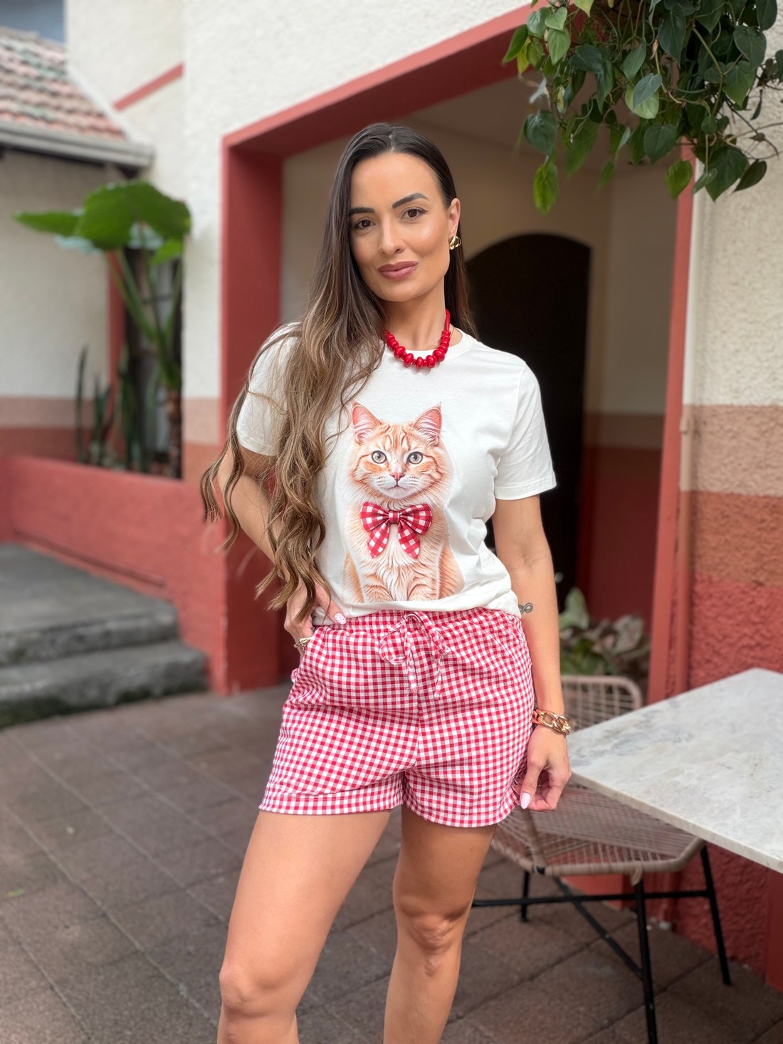 SHORTS VICHY - VERMELHO