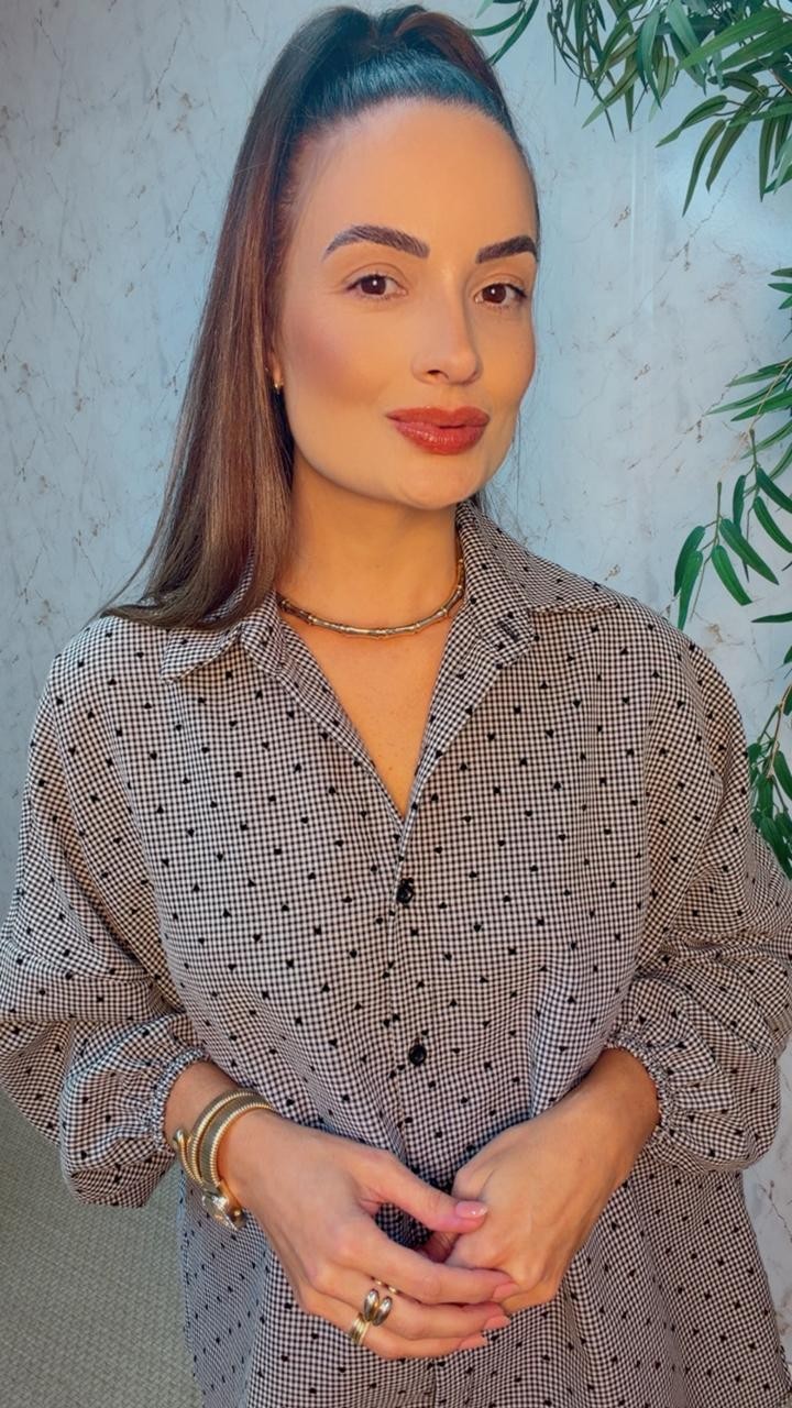 CAMISA OVERSIZED VICHY HEART - PRETA