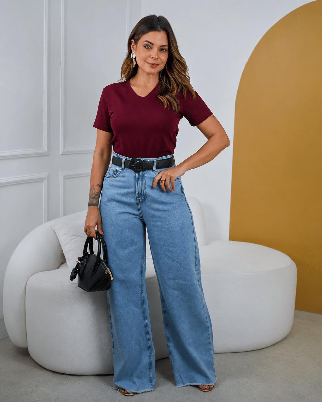 BLUSA JANETE PIMA - BORDÔ