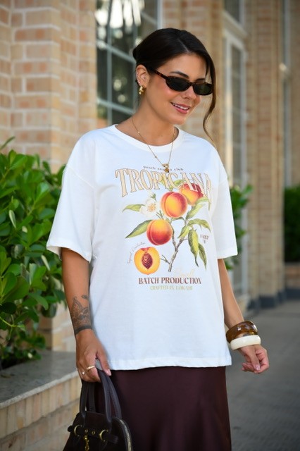 T-SHIRT  OVERSIZED PEACH - OFF WHITE
