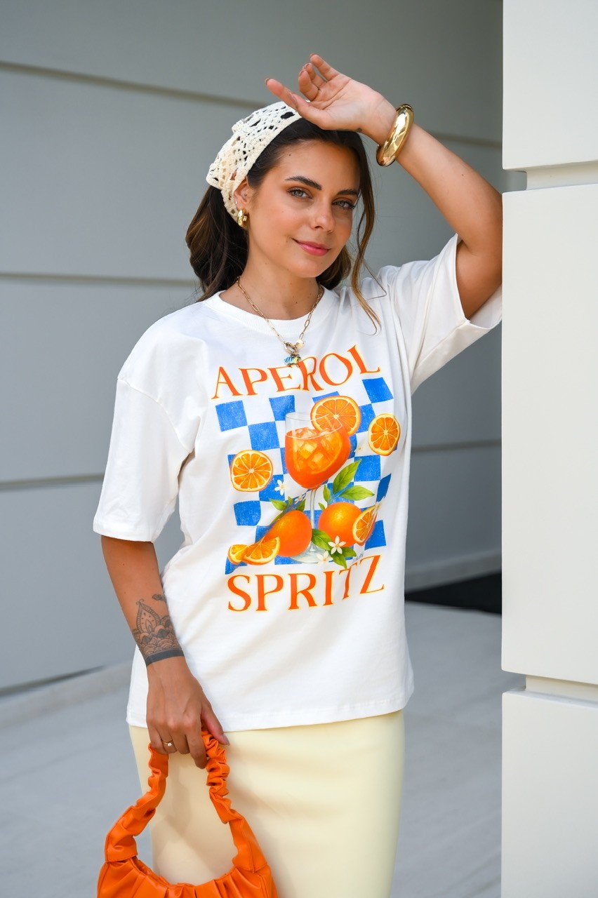 T-SHIRT OVERSIZED APEROL SPRITZ - OFF WHITE