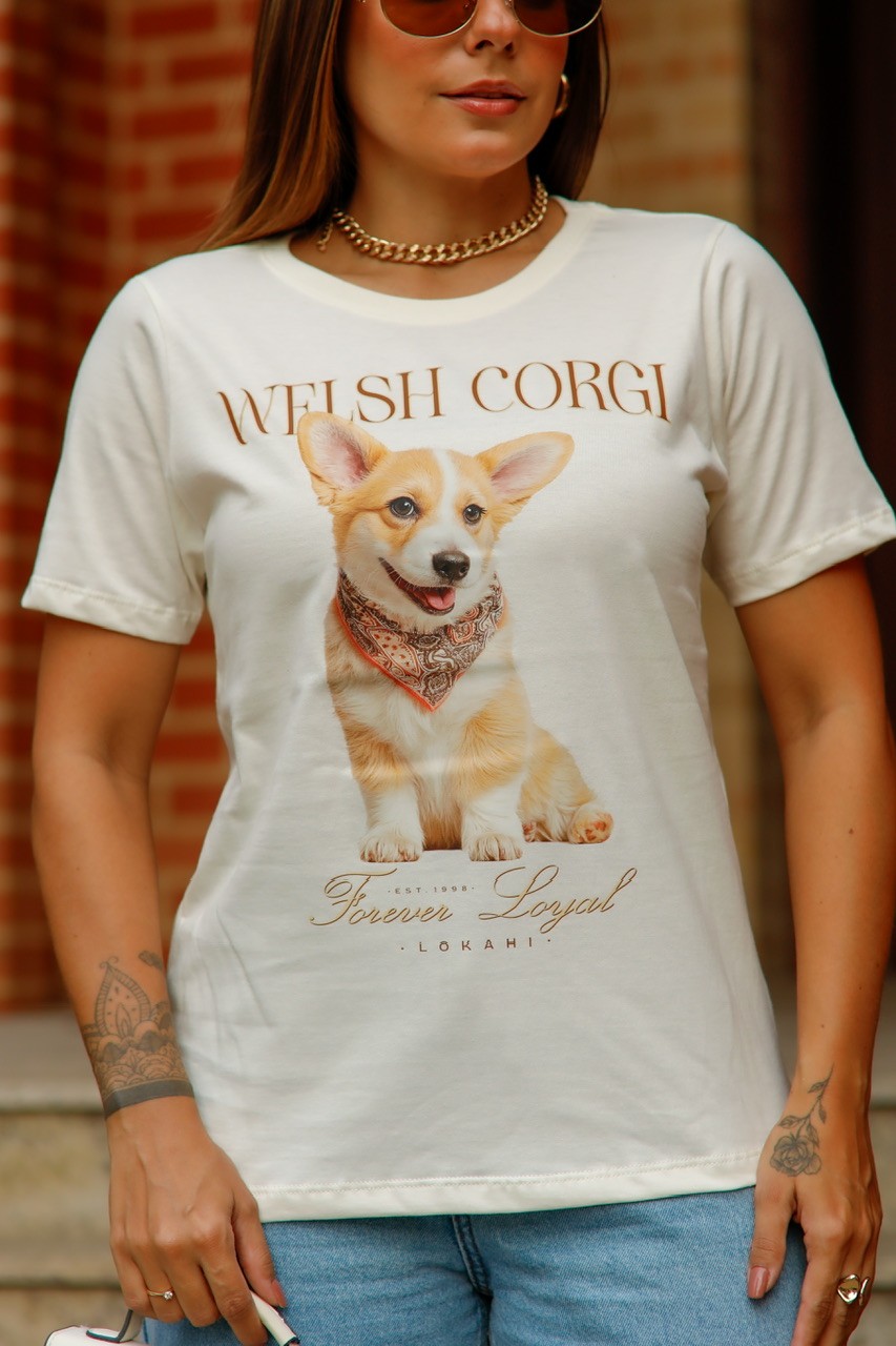 T-SHIRT WELSH CORGI - OFF WHITE T-SHIRT WELSH CORGI - OFF WHITE