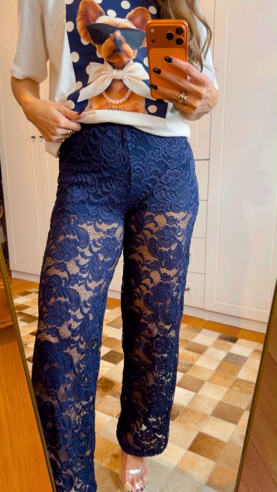 CALÇA PANTALONA RENDA FLORENCE - MARINHO