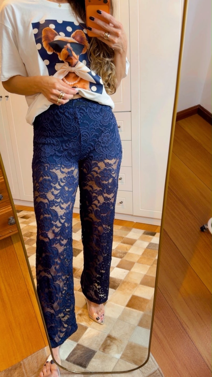 CALÇA PANTALONA RENDA FLORENCE - MARINHO