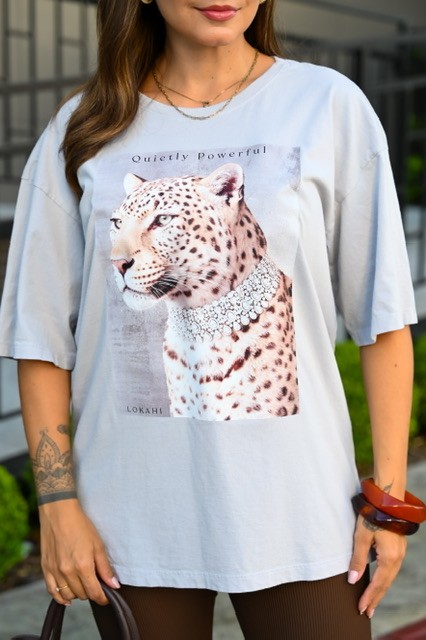 T-SHIRT ESTONADA OVERSIZED POWERFUL - GELO
