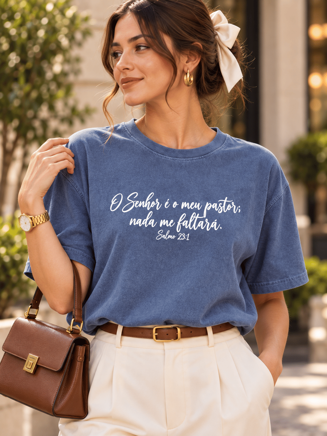 T-SHIRT ESTONADA SALMO 23:1 - AZUL T-SHIRT ESTONADA SALMO 23:1 - AZUL