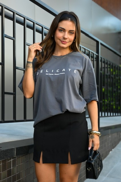 T-SHIRT ESTONADA OVERSIZED DELICATE - GRAY T-SHIRT ESTONADA OVERSIZED DELICATE - GRAY