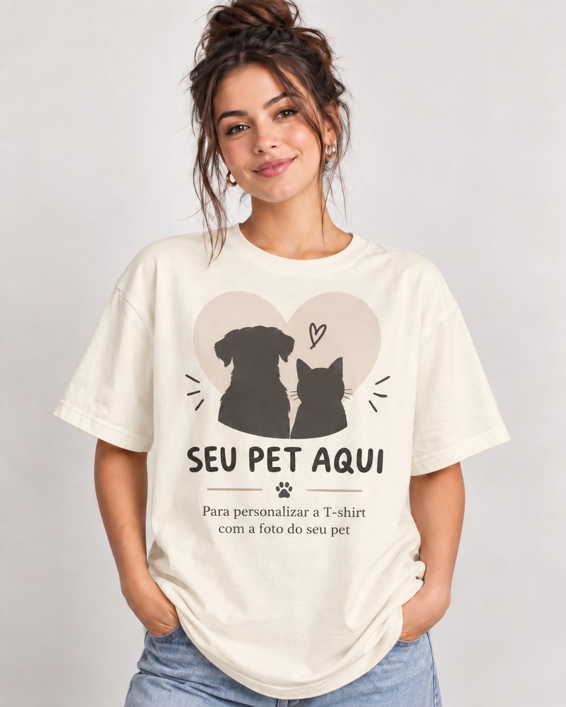T-SHIRT SEU PET AQUI - OFF WHITE T-SHIRT SEU PET AQUI - OFF WHITE