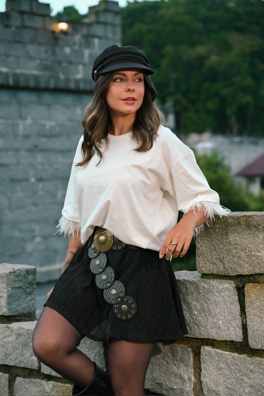 T-SHIRT OVERSIZED PLUMAS - OFF WHITE T-SHIRT OVERSIZED PLUMAS - OFF WHITE