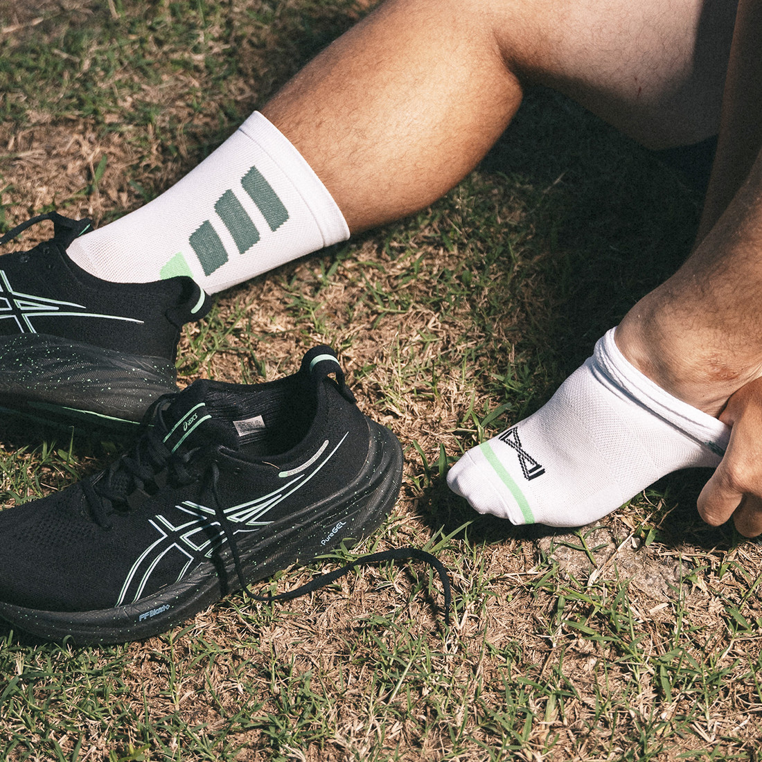 Meia Performance Norden Branco e Verde Meia Performance Norden Branco e Verde