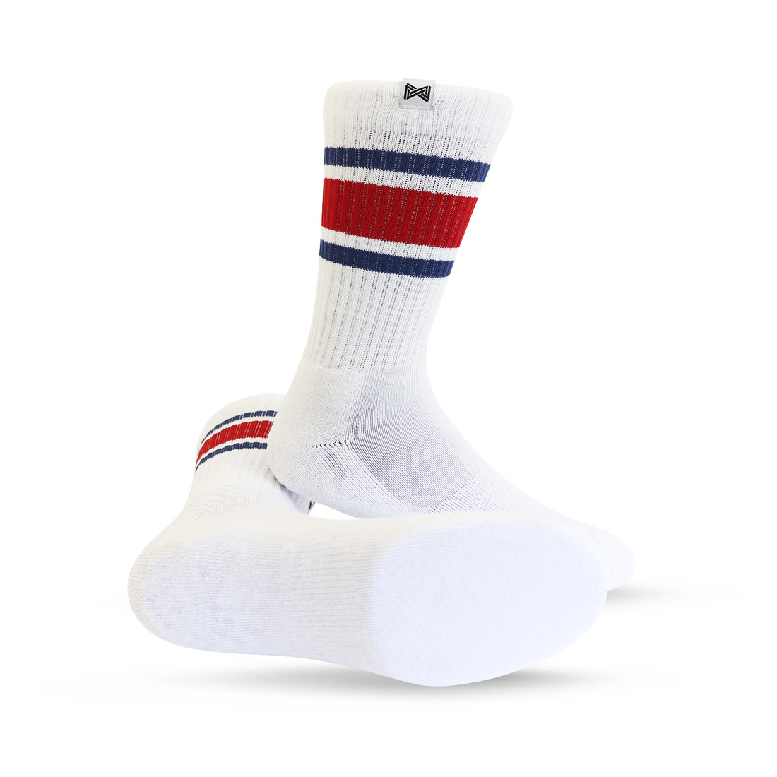 Meia Esportiva Norden Stripe Branco e Vermelho Meia Esportiva Norden Stripe Branco e Vermelho