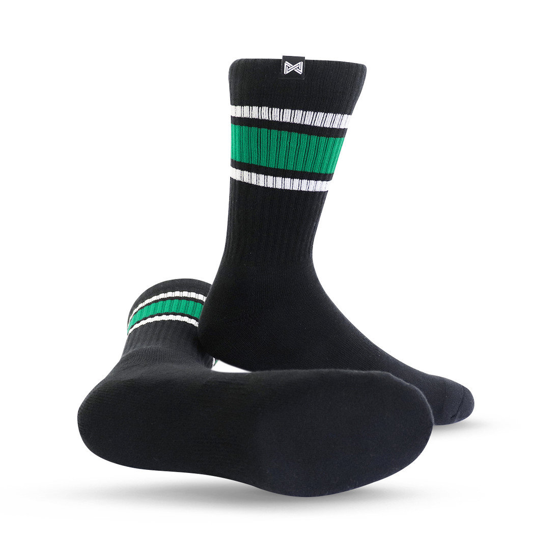 Meia Esportiva Norden Stripe Preto e Verde Meia Esportiva Norden Stripe Preto e Verde