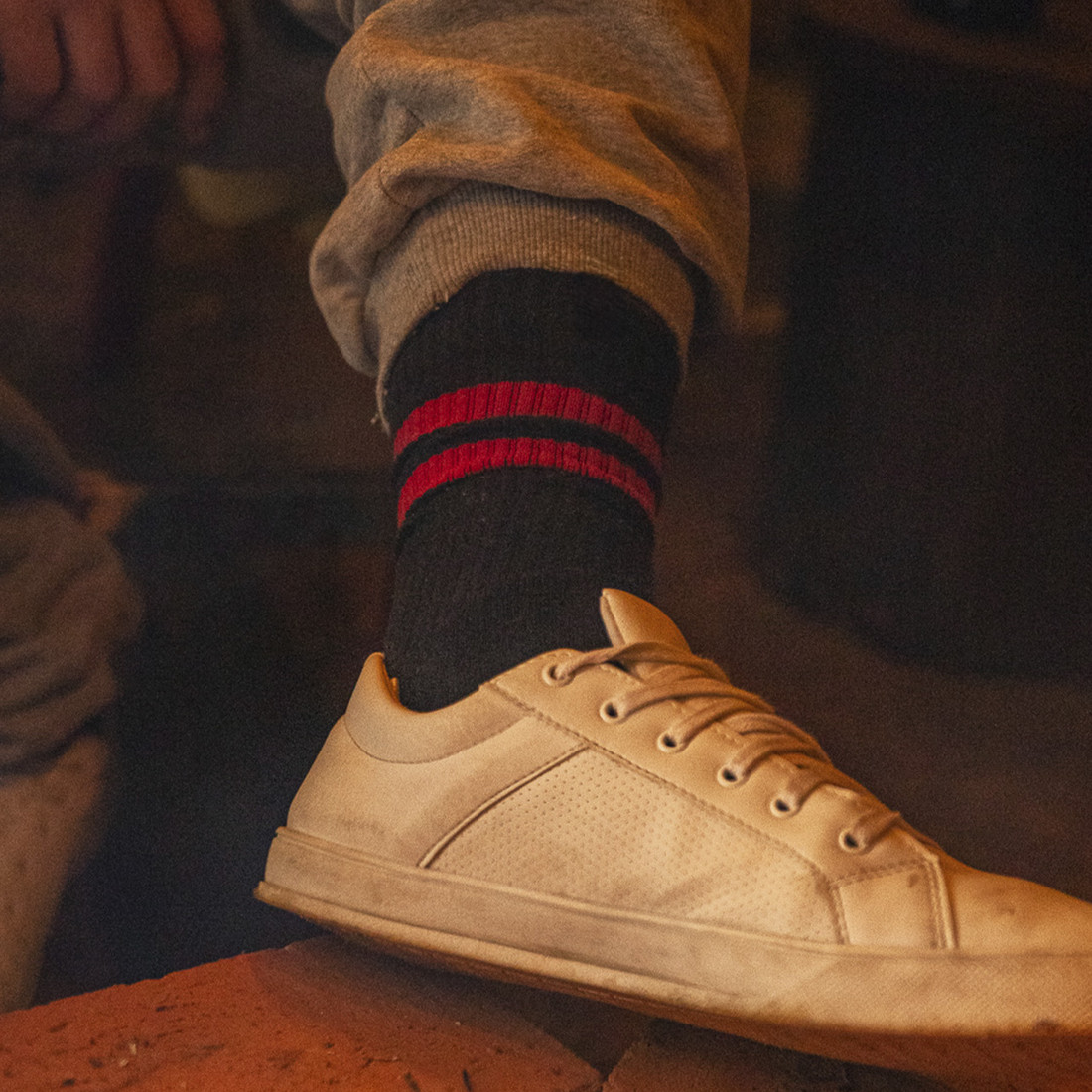 Meia Esportiva Norden Old Style Preto e Vermelho