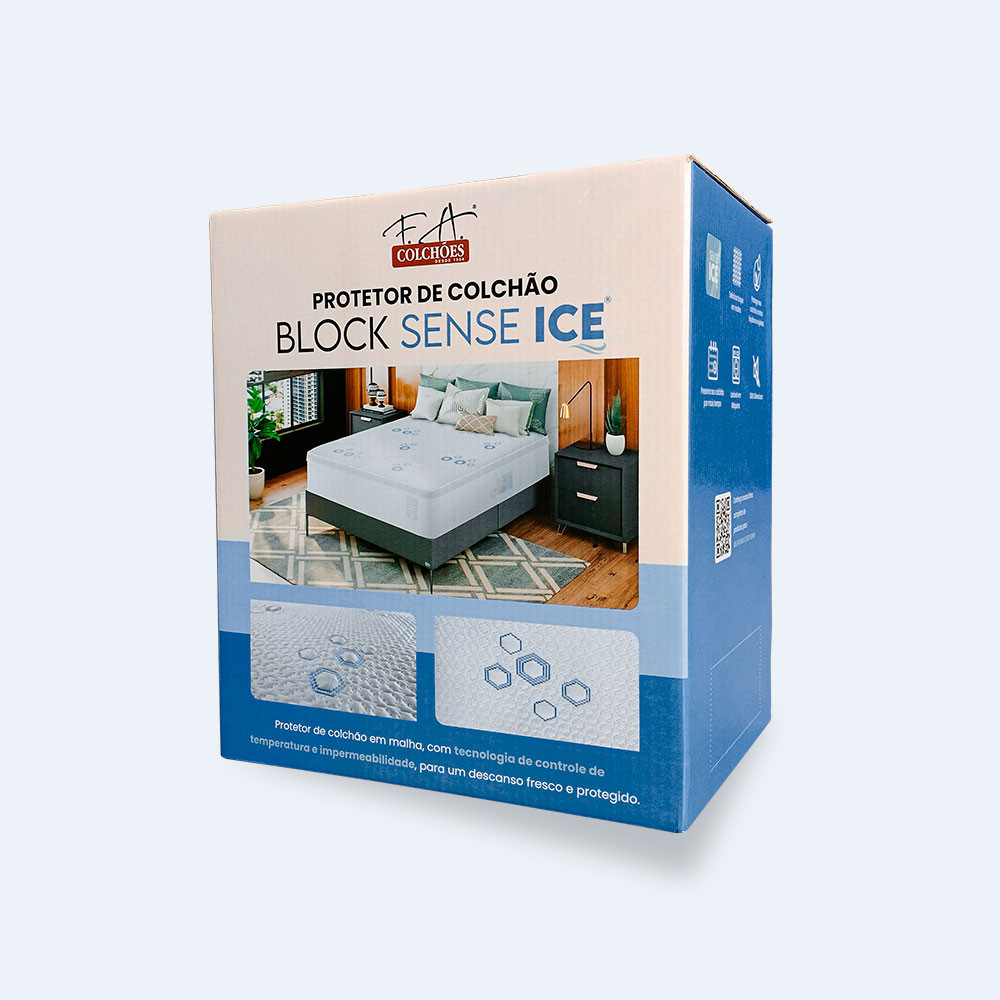 Protetor Impermeável com Toque Gelado e Refrescante 158x198x36cm - Block Sense Ice Protetor Impermeável com Toque Gelado e Refrescante 158x198x36cm - Block Sense Ice