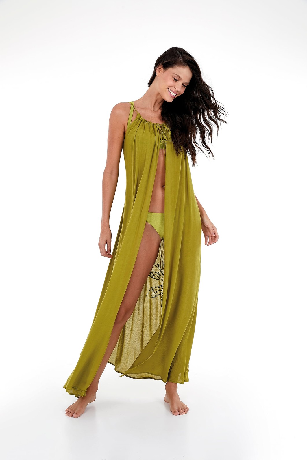 Saída de Praia Longa Bordada Verde Moss New Beach 2137428 Saída de Praia Longa Bordada Verde Moss New Beach 2137428