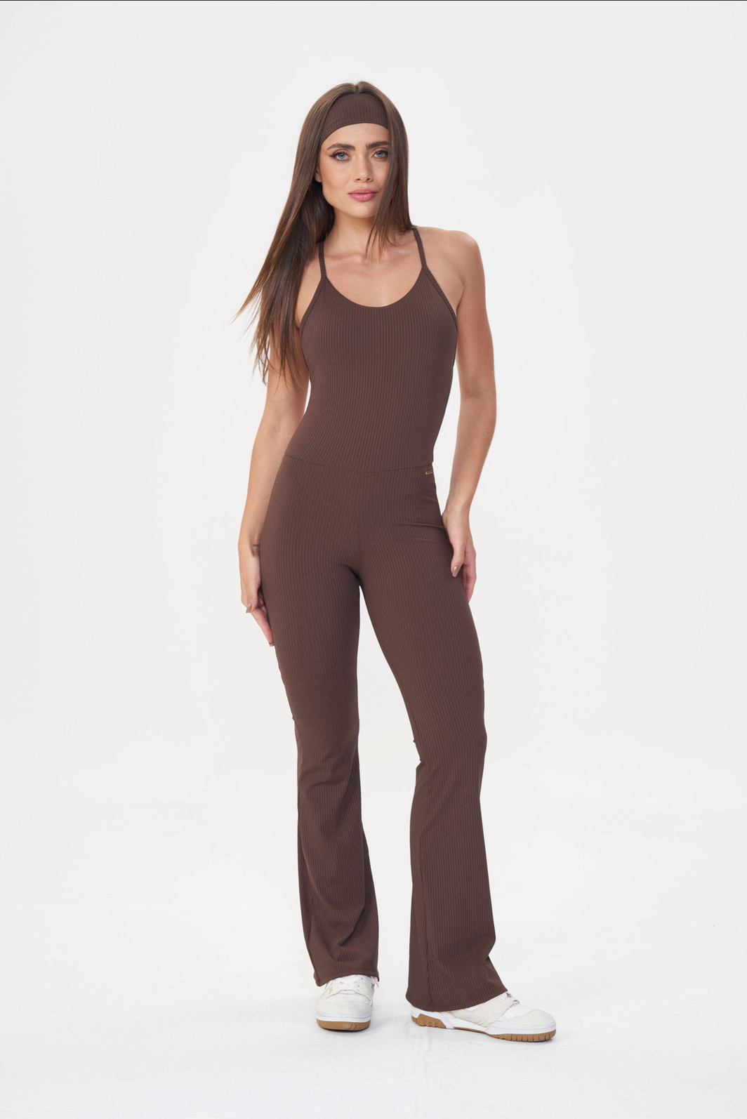 Macacão Flare Comfort Rib Coffee - Let's Gym