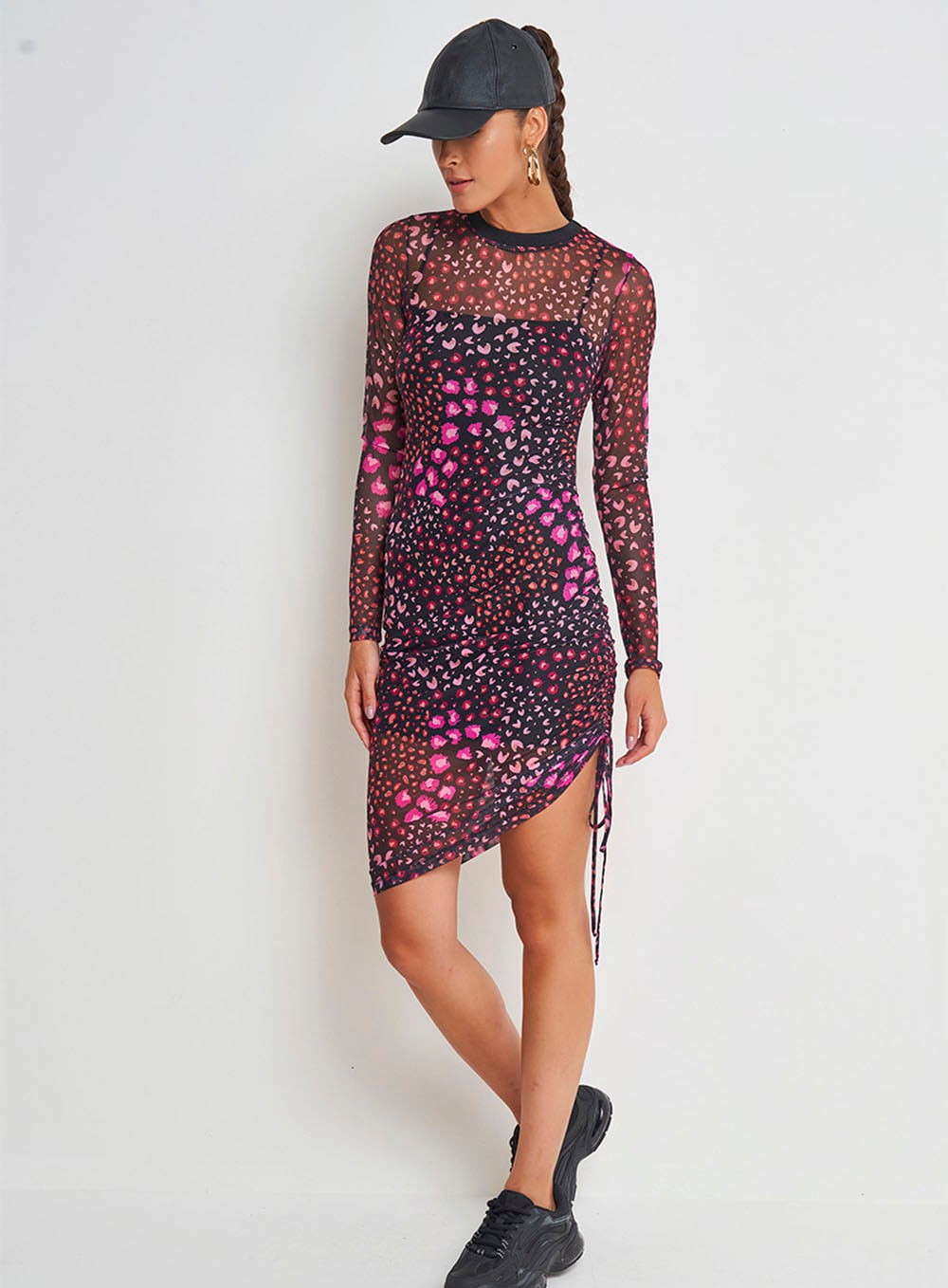 Vestido Tule Preto Estampado Florido Colcci 0445700506