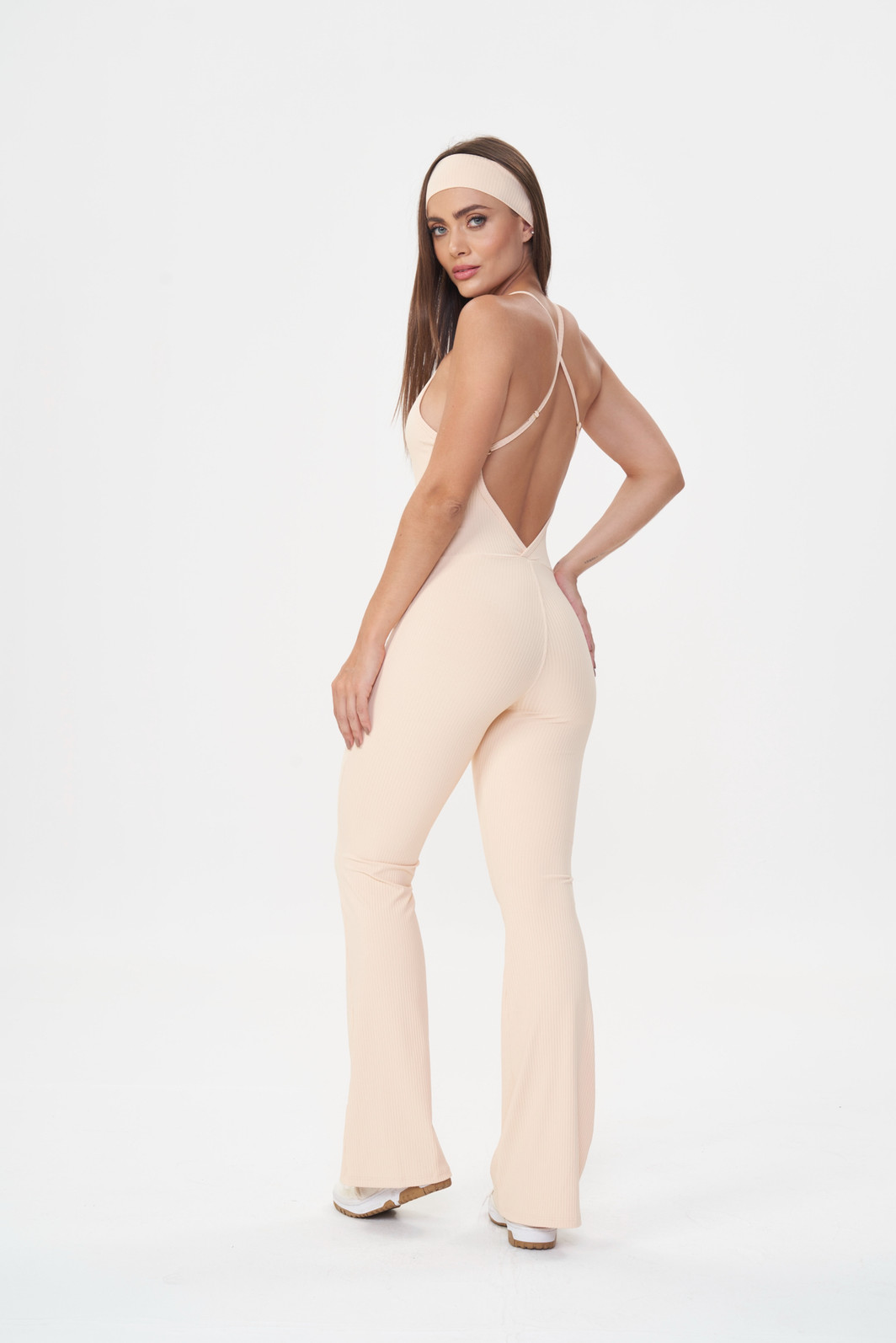 Macacão Flare Comfort Rib Soft Peach - Let's Gym